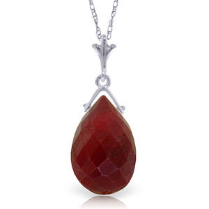14K. SOLID GOLD NECKLACE WITH BRIOLETTE RUBY (White Gold)